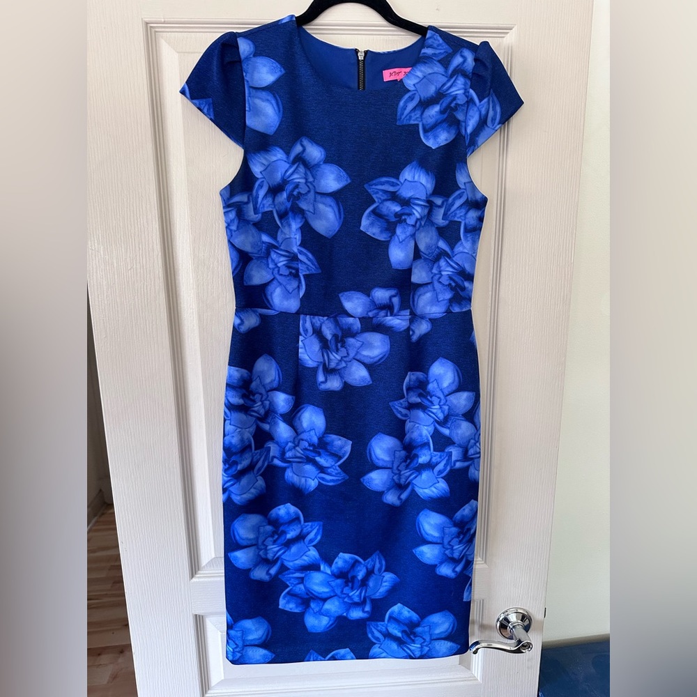 Blue floral print Betsy Johnson Sheath/Business Dress